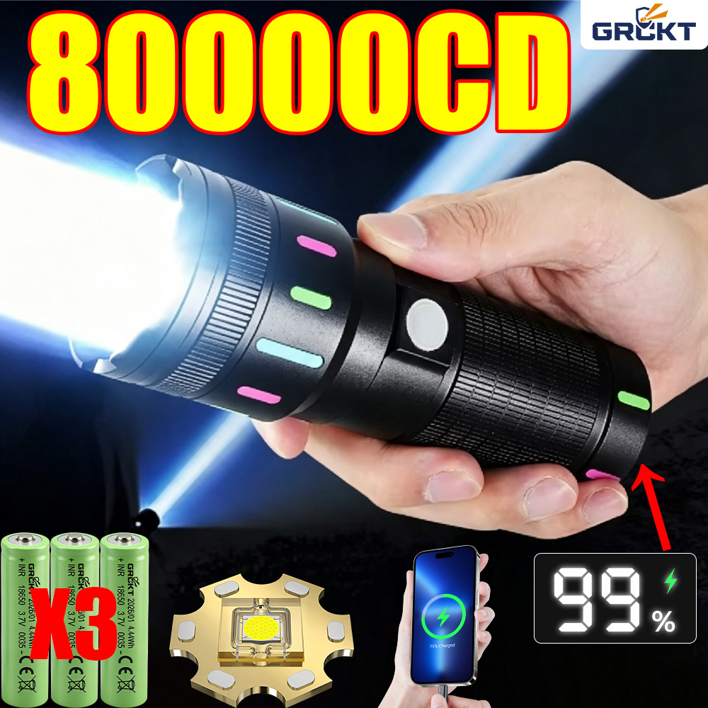 Outdoor Lighting Black - Senter LED 80000CD Paling Kuat, Senter