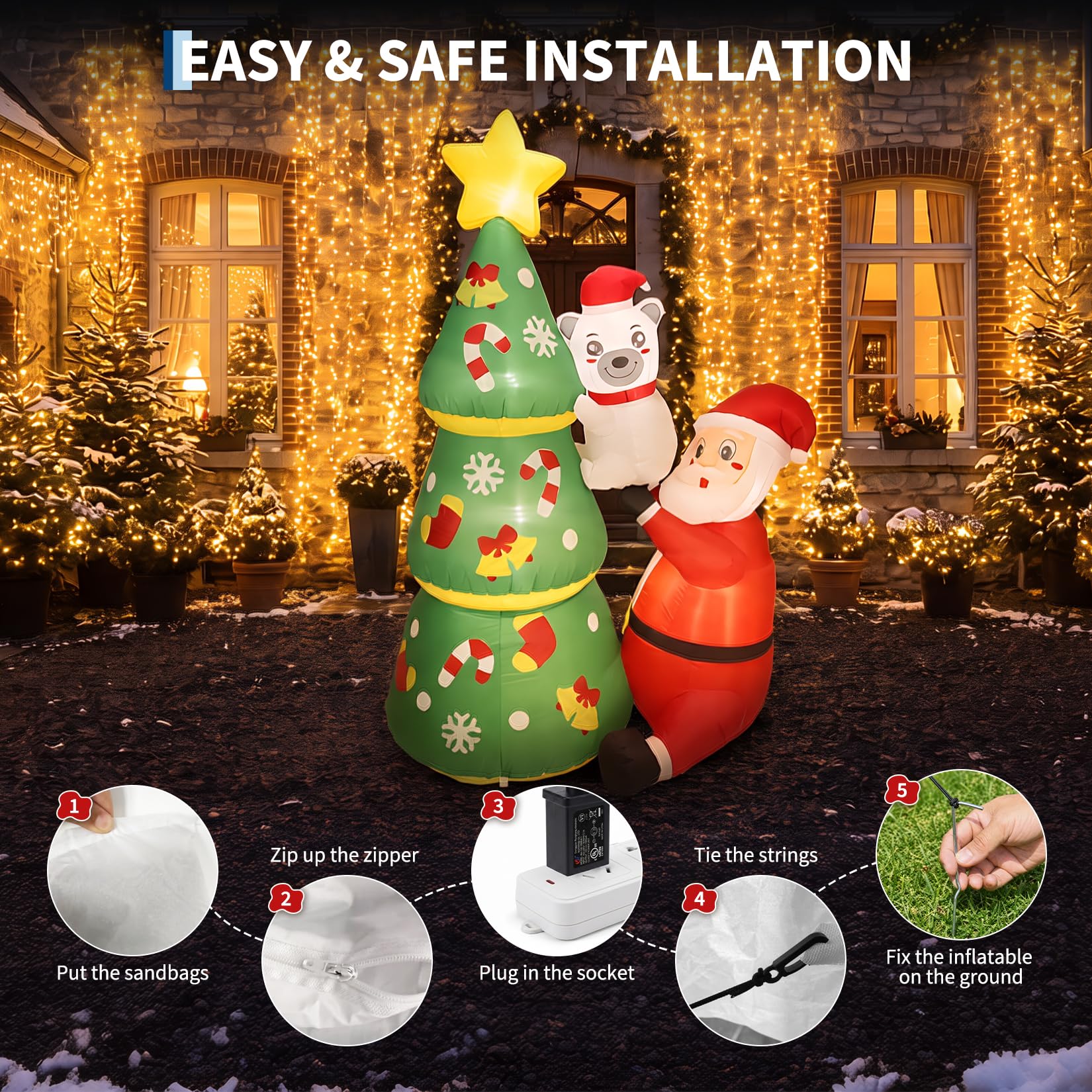 Pohon Natal Tiup LED 6 kaki de - Outdoor Lighting Effects ulasan dan harga