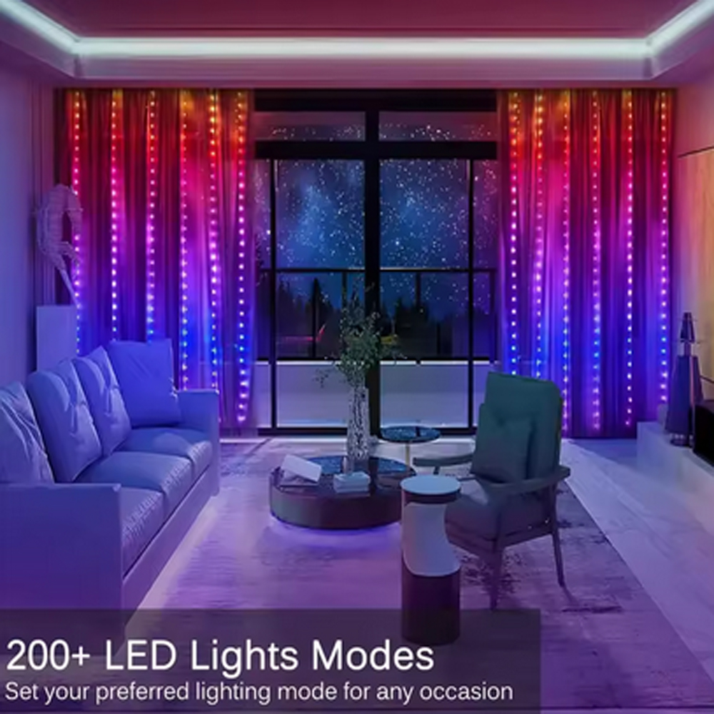 Lampu Tirai LED Pintar RGB 3M  - Outdoor Lighting Effects ulasan dan harga